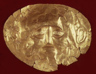 Death mask from the Royal Tomb IV, Mycenae by Mycenaean